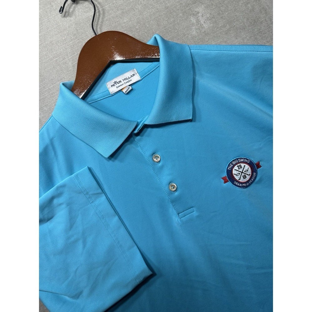 Peter Millar Summer Comfort Golf Polo Shirt Stretch Men's Large Turquoise Blue